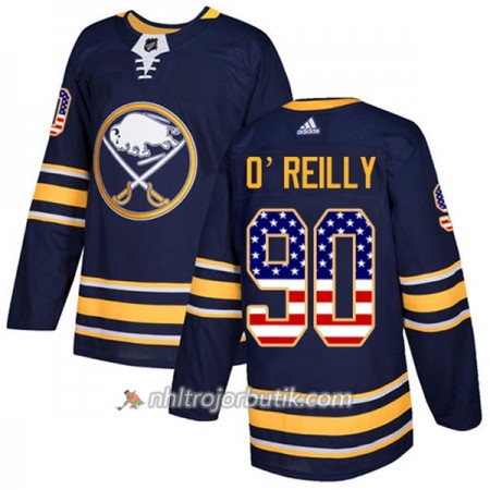 Män Ishockey Buffalo Sabres Tröja Ryan OReilly 90 Adidas 2017-2018 Marinblå USA Flag Fashion Authentic